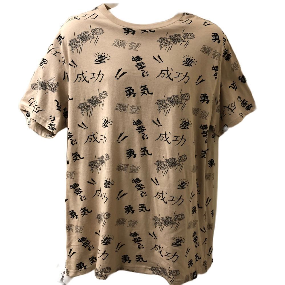 WXYZ Men's Unisex Graphic Tan T-shirt Tee XL All Over Print Lettering Cotton
